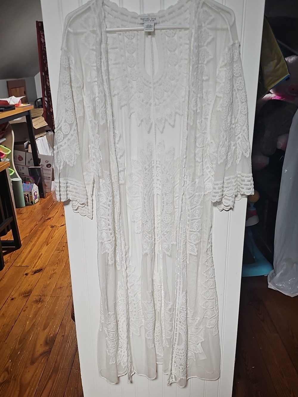 Rachel Zoe Ivory Embroidered Sheer Maxi Cover-Up